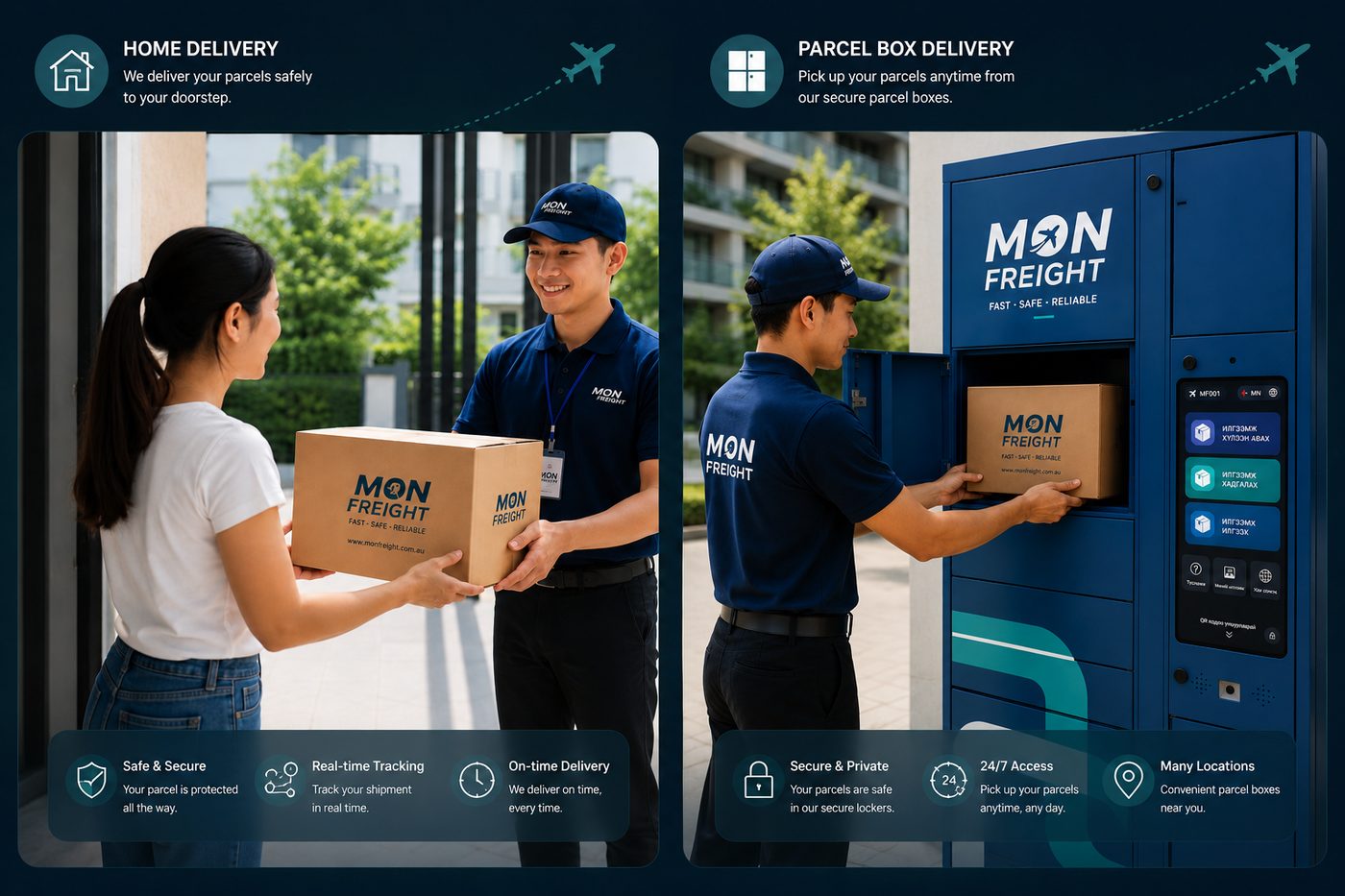 Mon Freight home delivery and parcel box delivery